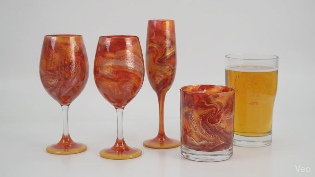 Solaris Ember Hand-Painted Glassware | Custom Wine, Champagne, Beer & Spirits Styles