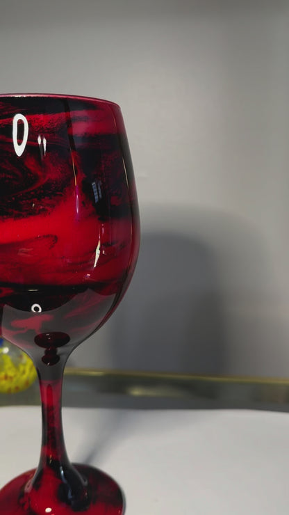 Red Swirl Swirl Wine Glasses and Drinkware-Handmade