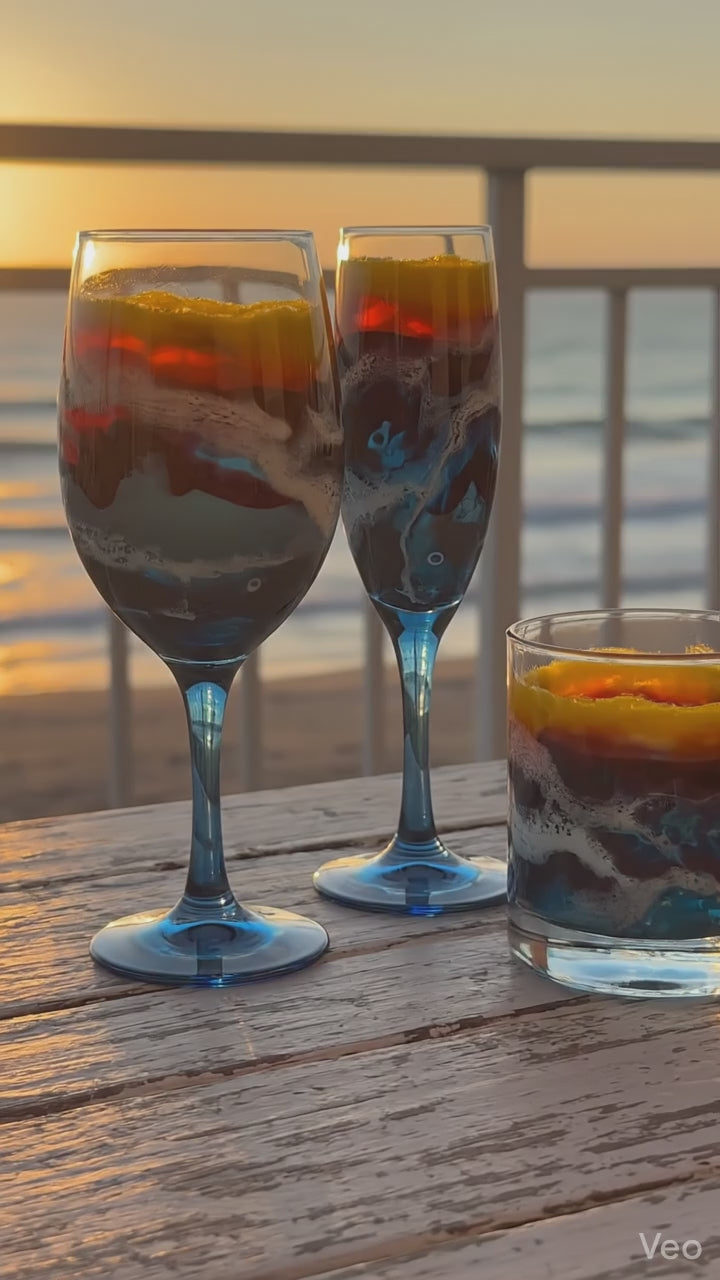 Gulf Afterglow Hand-Painted Glassware | Custom Wine, Champagne, Beer & Spirits Styles