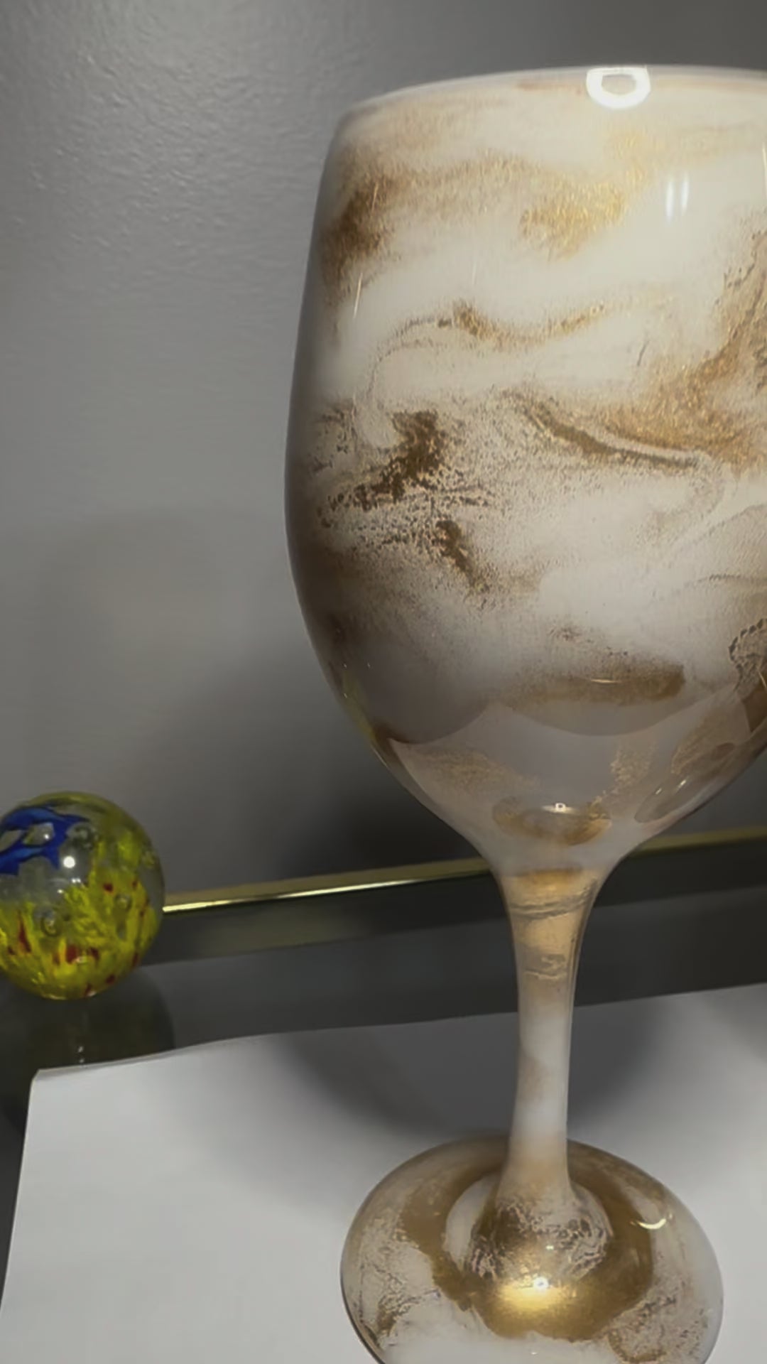 Artisan Platinum and Gilded Marble Wine Glasses & Drinkware
