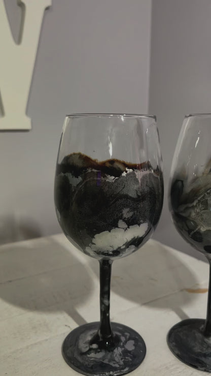 Metallic Swirl Wine Glasses and Drinkware-Handmade